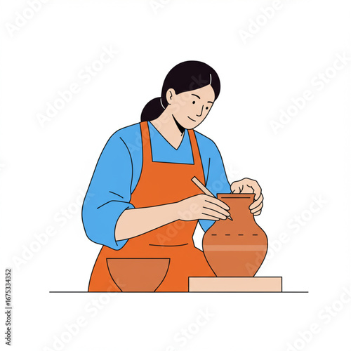 Pottery Artist Crafting Clay into Art