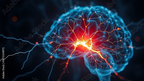 Abstract glowing neural network with a disrupted pathway, representing cognitive imperfections.