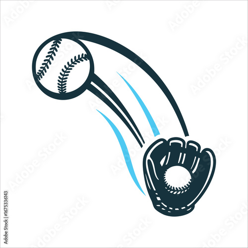 Curveball Trajectory: Baseball Glove and Ball Curveball Trajectory Arced path