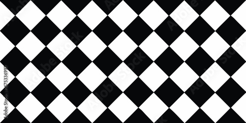 Classic black and white diamond pattern background with a repeating geometric tessellation