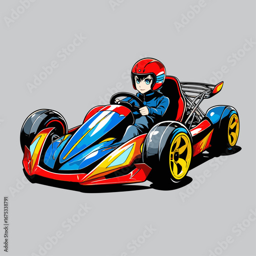 anime style go-kart vector