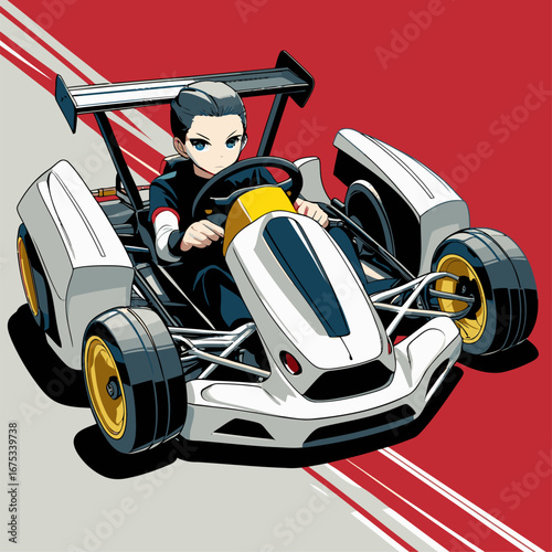 anime style go-kart vector