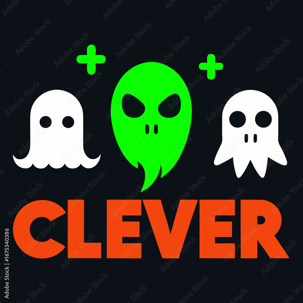 Obraz premium Clever ghosts and alien with plus signs