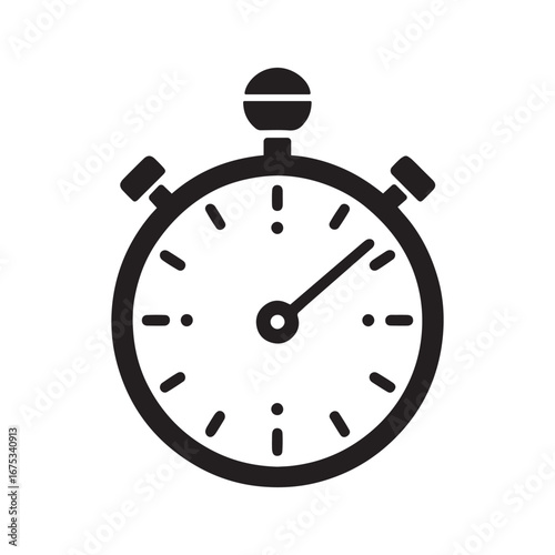 Stopwatch Efficiency Symbol Black and White Vector
