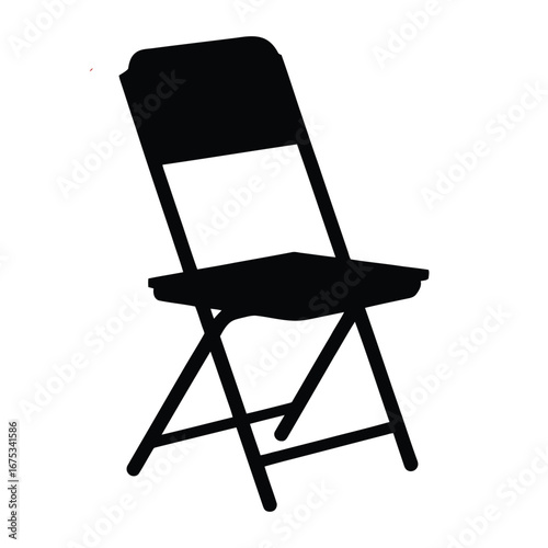 A simple black silhouette of a folding chair.

