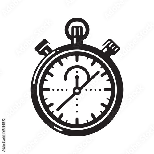 Stopwatch Efficiency Symbol Black and White Vector