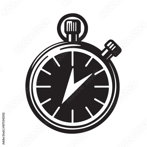 Stopwatch Efficiency Symbol Black and White Vector