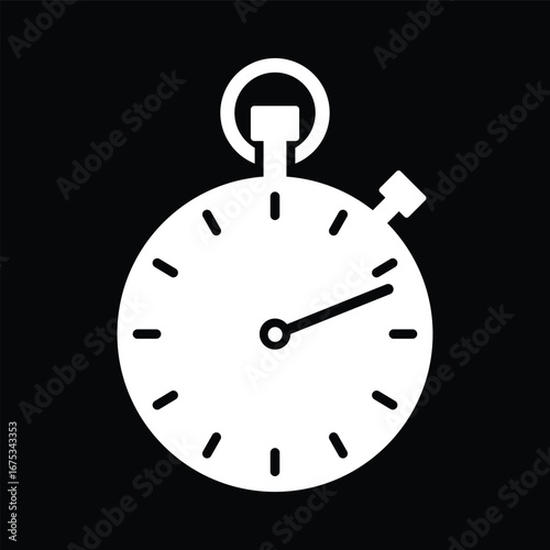 Stopwatch Efficiency Symbol Black and White Vector