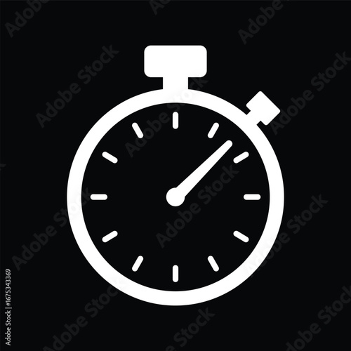 Stopwatch Efficiency Symbol Black and White Vector