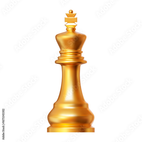 3d gold vector chess piece king. Chess Strategy for Business Leadership and Team Success Concepts. Stock vector illustration on isolated background.