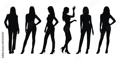 Vector Woman Silhouette – Black Female Figure Isolated on White Background – Elegant Human Shape Illustration for Design, Logo, Poster, and Minimal Graphic Art Projects