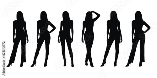 Vector Woman Silhouette – Black Female Figure Isolated on White Background – Elegant Human Shape Illustration for Design, Logo, Poster, and Minimal Graphic Art Projects