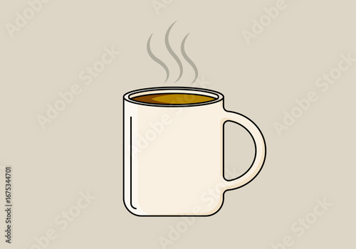 Taza de café caliente en fondo gris