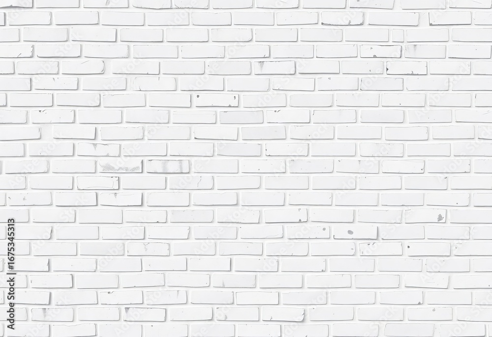 Naklejka premium Seamless grungy white brick wall texture, light gray shades, wide panorama, vector, grunge