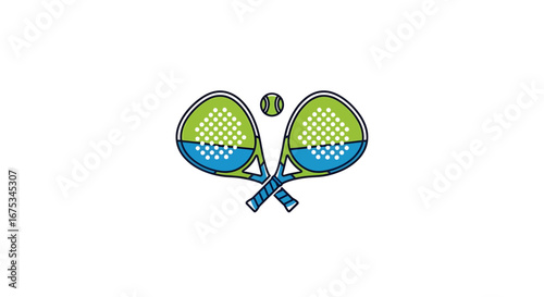 Stylized padel rackets illustration showcasing the sport's equipment