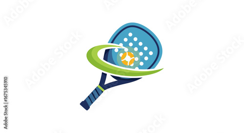 Dynamic paddleball logo illustration, representing sport activity enthusiasm