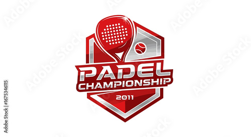 Dynamic emblem depicting the fervor of a padel tournament in twenty eleven