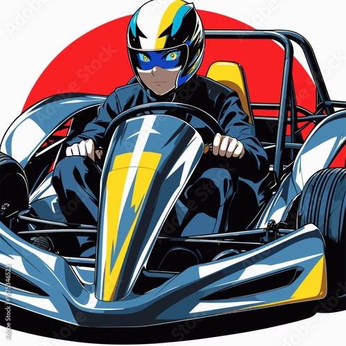 anime style go-kart vector