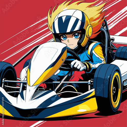 anime style go-kart vector