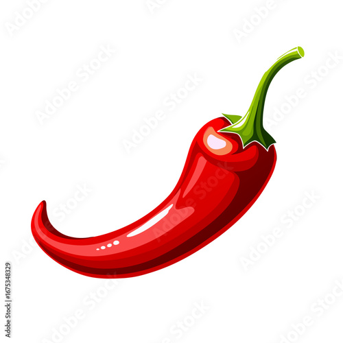 Bright Red Chili Pepper Vector Illustration for Spicy Food Design