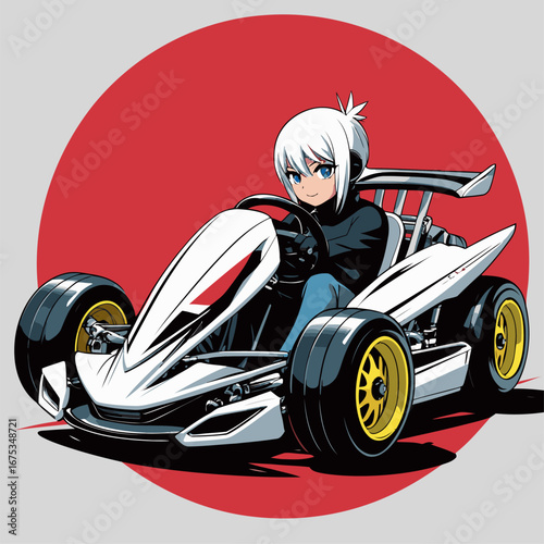 anime style go-kart vector