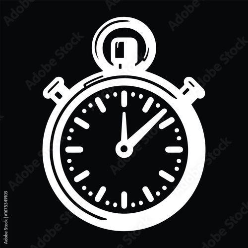 Stopwatch Efficiency Symbol Black and White Vector