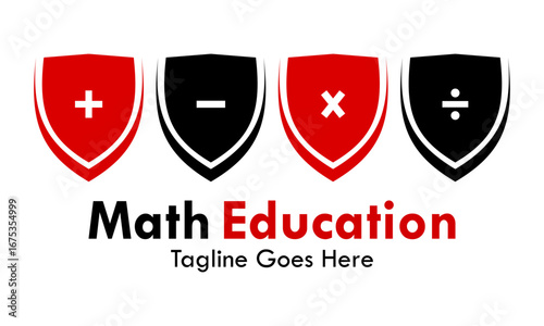 Free Download Modern and simple shield logo with mathematical symbols. Perfect for any educational institution, tutoring service, or online learning platform focused on math. - GFXLoad