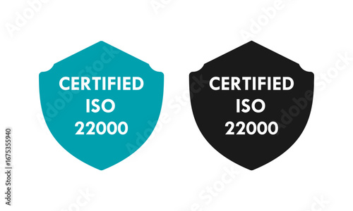 ISO 22000 Certified emblem, a symbol of anti-bribery management systems. Ideal for professional business, financial, and legal firms. Clean, modern vector logo.