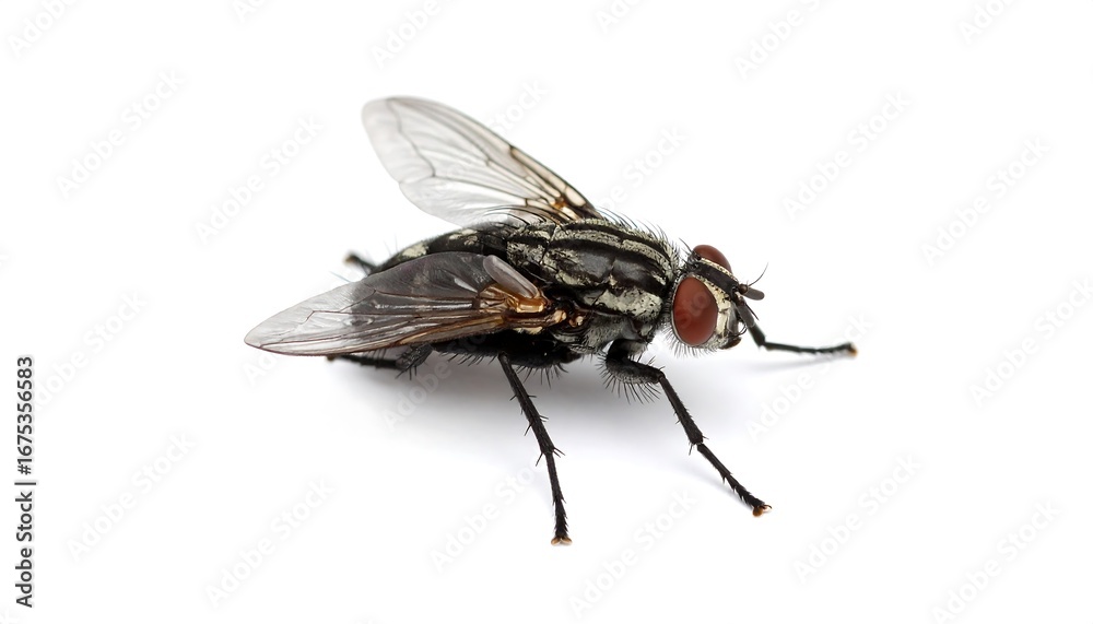Fototapeta premium Housefly on white background