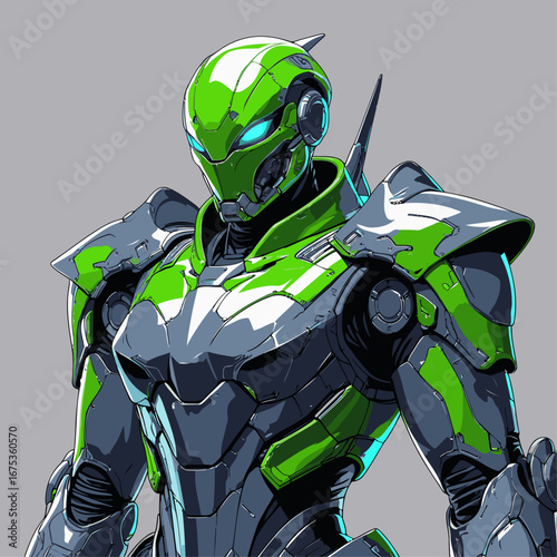 anime style future soldier robot vector