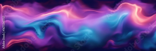 Abstract flowing waves of vibrant purple, blue, and pink colors blending smoothly with soft glowing highlights