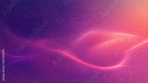 Abstract digital wave landscape with glowing pink and purple particles and soft light gradient creating a futuristic and dynamic atmosphere