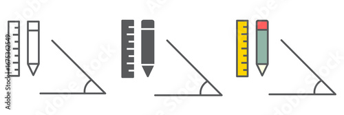 Geometry line icon, school and education, pencil and ruler sign vector graphics, editable stroke linear icon, eps 10