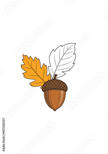Autumn acorn and oak leaves a festive celebration of nature's fall bounty and seasonal beauty adorned with rich hues and natural elements