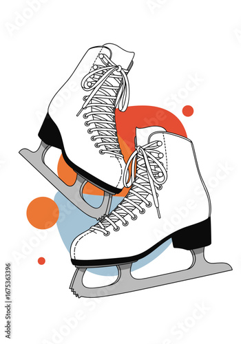 Artistic ice skates with circles and dots abstract design skating sports lifestyle