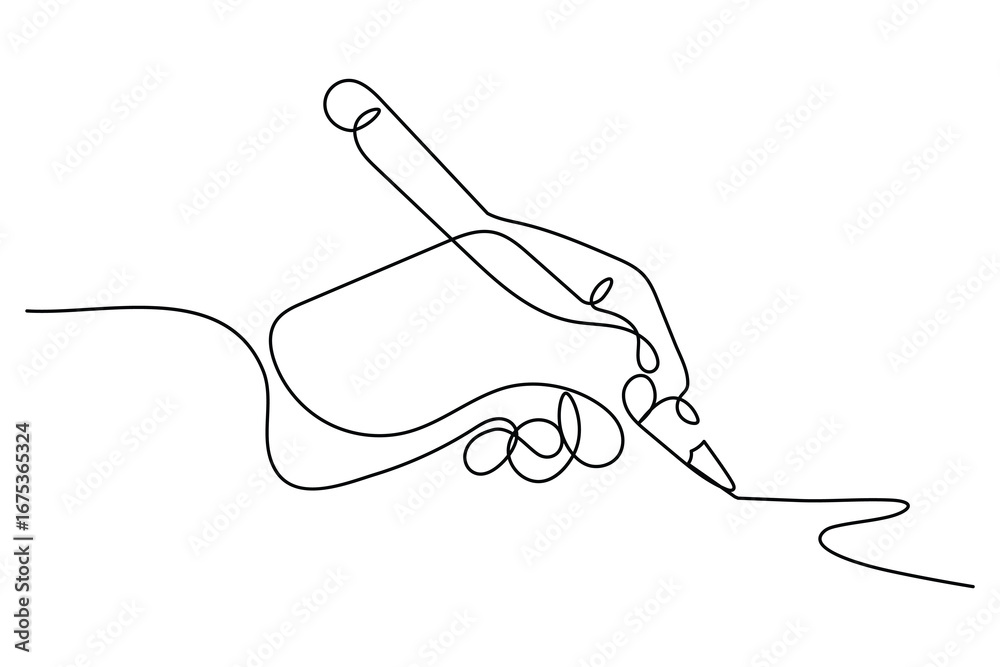 Obraz premium Ball pen abstract single line drawing isolated vector illustration 