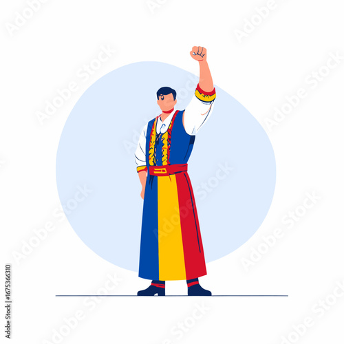 Proud Romanian Man in Traditional Clothing
