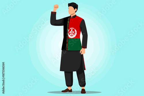 Afghan Pride Man in Traditional Attire Celebrating National Identity