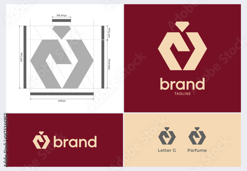 Abstract geometric logo with letter G and brand name