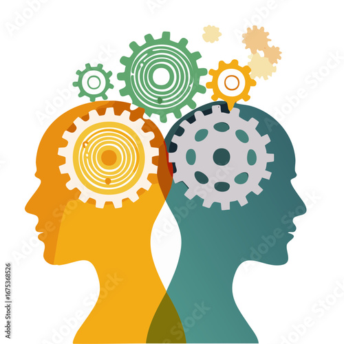 Human Brain with Gears Inside, Concept of Thought, Innovation, and Creativity Illustration