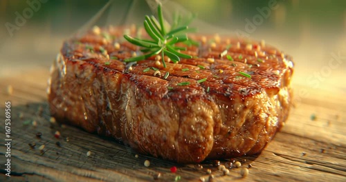 Medium-Rare Grass-Fed Steak on Rustic Wooden Board