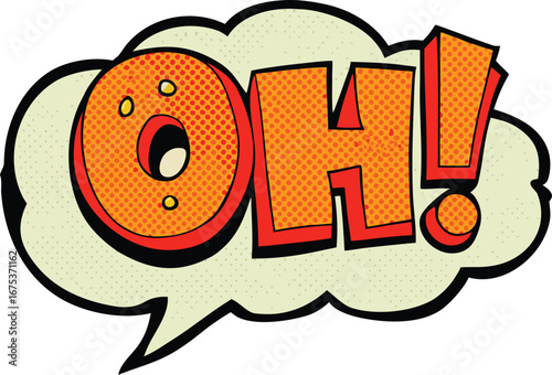 Comic Book Style Oh Speech Bubble Illustration on transparent background