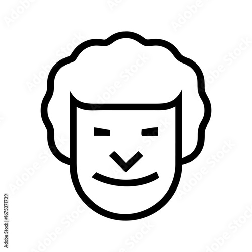 Smiling face with curly hair silhouette illustration symbolizing joy, warmth, and approachable personality