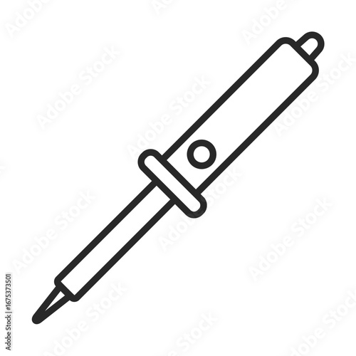 Soldering iron line art icon for electrician tool, electric repair, and electronic circuit maintenance.