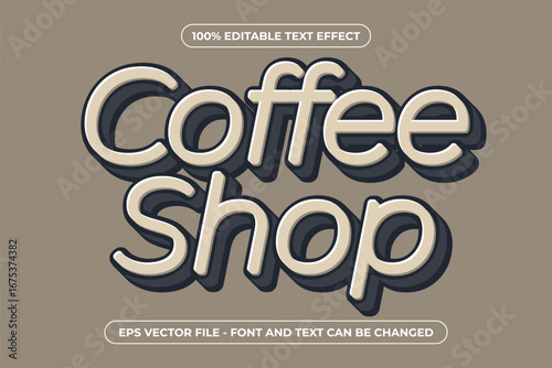 Brown Coffee Shop - 3D Editable Text Effect