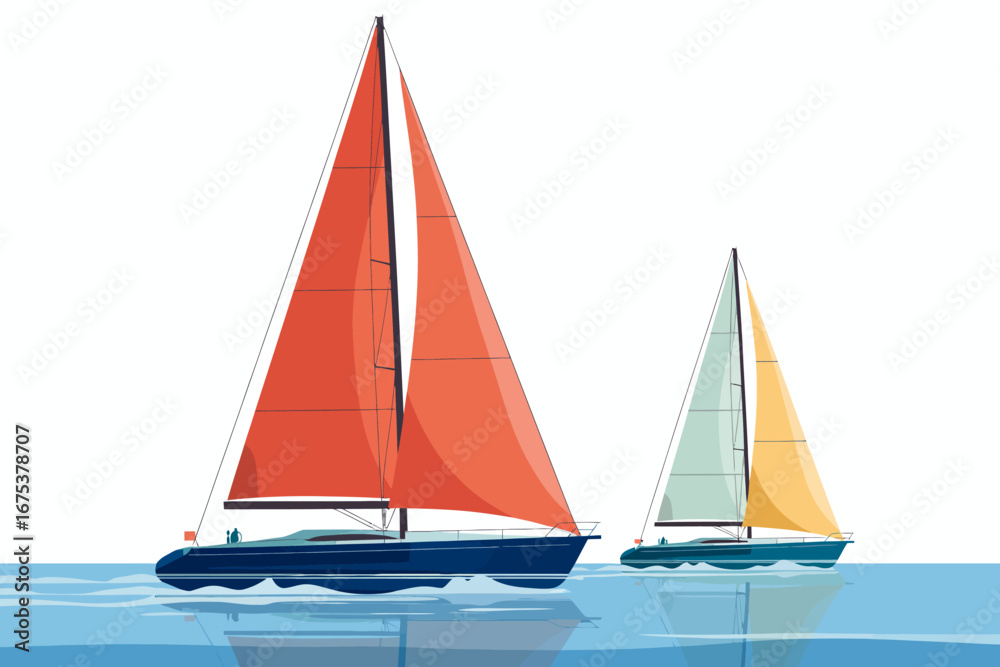 Fototapeta premium Elegant Sailboats Gliding Across Calm Ocean Waters A Stunning Illustration