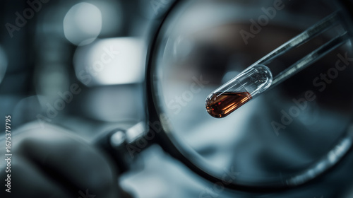 close-up of medicine capsule inspected under sterile environment