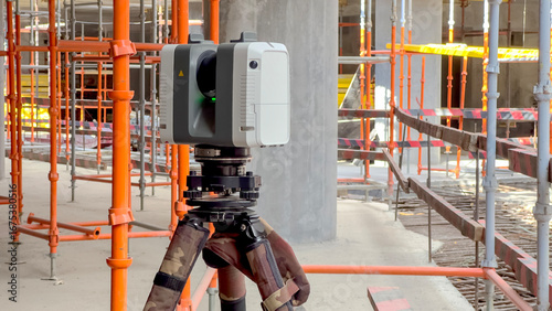 Geodetic Instrument Laser Scanner At Construction Site