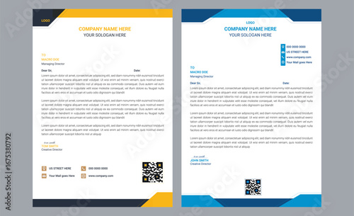 Clean and professional corporate company business letterhead template design with color variation bundle