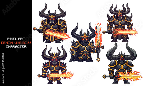A pixel art depiction of an 8 bit demon king boss character